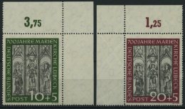 BUNDESREPUBLIK 139/40 **, 1951, Marienkirche, Je Aus Der Oberen Bogenecke, Pracht - Autres & Non Classés