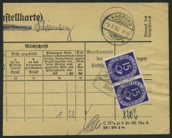 BUNDESREPUBLIK 129 Paar BrfStk, 1952, 15 Pf. Posthorn Im Waagerechten Paar (rechte Marke Abart 129I) Auf Zustellkarte (n - Used Stamps