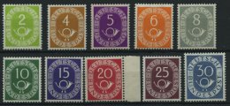 BUNDESREPUBLIK 123-32 **, 1951, 2 - 30 Pf. Posthorn, 10 Prachtwerte, Mi. 305.- - Sonstige & Ohne Zuordnung