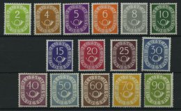 BUNDESREPUBLIK 123-36,138 **, 1951, Posthorn, Ohne 80 Pf., 50 Pf. Ein Fehlender Zahn Sonst Prachtsatz In Normaler Z&auml - Autres & Non Classés