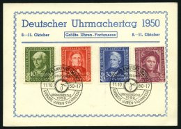 BUNDESREPUBLIK 117-20 BRIEF, 1949, Helfer Der Menschheit Auf Karte Mit Sonderstempel FRANKFURT UHRMACHERTAG, 8 Pf. Klein - Used Stamps