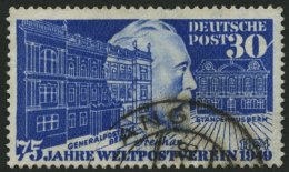 BUNDESREPUBLIK 116I O, 1949, 30 Pf. UPU Mit Abart Schräger Strich An Der 0 Der 30, Ein Fehlender Zahn Sonst Pracht, - Other & Unclassified