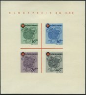 WÜRTTEMBERG Bl. 1I/III (*), 1949, Block Rotes Kreuz, Type III: Zwei Blaue Schräglinien Rechts Von Der 30, Fein - Altri & Non Classificati