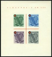 BADEN Bl. 2II/IV (*), 1949, Block Rotes Kreuz, Type IV: Roter Punkt Oben Links Am E In Blockpreis, Ungebraucht, Pracht, - Sonstige & Ohne Zuordnung