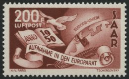 SAARLAND 298 **, 1950, 200 Fr. Europarat, Pracht, Mi. 180.- - Other & Unclassified