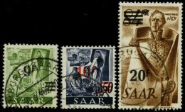 SAARLAND 234/5,237II O, 1947, 9 Fr. Auf 30 Pf., 10 Fr. Auf 50 Pf. Und 20 Fr. Auf 84 Pf., Neuauflage, Nr. 235 In Type II, - Autres & Non Classés