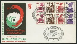 ZUSAMMENDRUCKE H-Bl. 17 BRIEF, 1974, Heftchenblatt Unfallverhütung Auf FDC, Pracht, Mi. 60.- - Se-Tenant