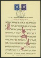 BERLIN 185/6 BrfStk, 1959, 40 Und 70 Pf. Heuss Auf Privatem Ersttagsblatt Mit Ersttags-Sonderstempel, Pracht - Gebraucht