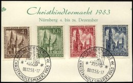 BERLIN 106-09 BrfStk, 1953, Gedächtniskirche, Sonderstempel NÜRNBERG CHRISTKINDLESMARKT, Prachtsatz, Mi. 230.- - Oblitérés