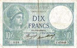 BILLET DE DIXFRANCS - 10 F 1916-1942 ''Minerve''