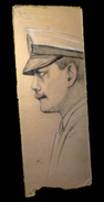 Dessin Original Figurant Un Portrait De Profil D'un Capitaine De La Marine. - Dessins