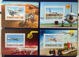 BURKINA FASO Avion, Avions, Plane.  4 Blocs De Luxe Yvert N° 647/8+PA286/7 °* MNH (airbus A300, A300B, Bleriot) - Aerei