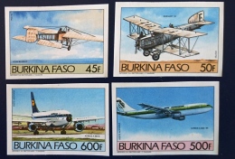 BURKINA FASO Avion, Avions, Plane.  NON DENTELE, IMPERFORATE Yvert N° 647/8+PA286/7 °* MNH (airbus A300, A300B, Bleriot) - Aerei