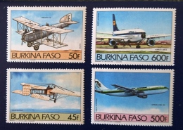 BURKINA FASO Avion, Avions, Plane.  Yvert N° 647/8+PA286/7°* MNH (airbus A300, A300B, Bleriot) - Aerei