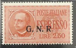 ITALIA REGNO ITALY KINGDOM 1943 1944 REPUBBLICA SOCIALE RSI ESPRESSO SPECIAL DELIVERY GNR LIRE 2,50 MNH FIRMATO SIGNED - Express Mail