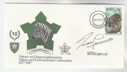 SIGNED - LT Gen CHIEF OF STAFF LOGISTICS SADF EVENT COVER - NATURE CONSERVATION In SADF Beetle Stamps Insect South Afric - Briefe U. Dokumente