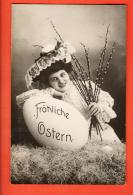 IBR-21  Joyeuses Pâques, Fröhliche Ostern, Jeune Femme. Cachet 1911 - Ostern