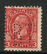 Canada 1932 3 Cent George V Medallion Issue #197xx  Bell Telephone Perfin - Perfins