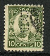 Canada 1931 10 Cent George Etienne Cartier Issue #190xx  Bell Telephone Perfin - Perforadas