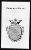 Grafen Von Minucci - Minucci Wappen Adel Coat Of Arms Kupferstich  Heraldry Heraldik - Prenten & Gravure