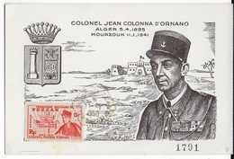 FEZZAN - 1950 - CARTE POSTALE MAXIMUM De SEBHA - COLONEL D'ORNANO - Briefe U. Dokumente