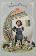 CPA Lapin Bunny Rabbit Circulé Gaufré Fantaisie Pâques - Other & Unclassified