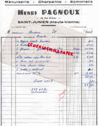 87 - SAINT JUNIEN- FACTURE HENRI PAGNOUX- MENUISERIE CHARPENTE SOMMIERS- 18 RUE BOILEAU- 1961 - 1950 - ...