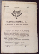 REGNO DI SARDEGNA  1852 DECRETO VITTORIO EMANUELE II SULLE POSTE IN FRANCESE STAMPATO TIP. CHAMBERY - Décrets & Lois