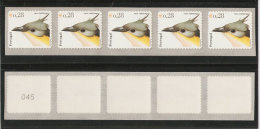 Portugal BIRDS Coucou Geai Auto Collant 5 Roulet N. Control 2002 ** OISEAUX Great Spotted Cuckoo Self Adhesive Strip 5 - Kuckucke & Turakos