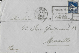 ALGERIE - 1930 - CENTENAIRE De L'ALGERIE - ENVELOPPE Avec MECA Du CENTENAIRE à ALGER => MARSEILLE - Cartas & Documentos