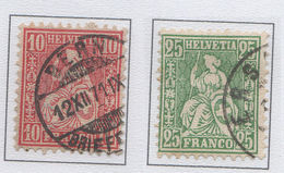 Svizzera  Schweiz Switzerland  1881 Helvetia 10 + 25 C. Usati / Used - Ungebraucht