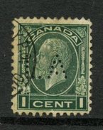 Canada 1932 1 Cent George V Medallion Issue #195xx  Ontario Government Perfin - Perforiert/Gezähnt