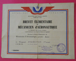 1948 Période Guerre D'Indochine Brevet Mécanicien D'Aéronautique Spécialité Avion Caporal Perino  Par Général  Boucher - Aviation