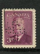 Canada 1949 3 Cent King George VI Issue 286xx  Quebec Liquor Commission - Perfins