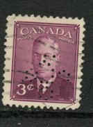 Canada 1949 3 Cent King George VI Issue 286xx  Quebec Liquor Commission - Perfin