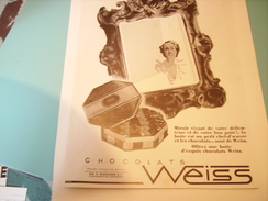 ANCIENNE PUBLICITE CHOCOLAT WEISS    1934 - Schokolade