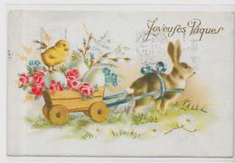 CPA Lapin Bunny Rabbit Circulé Fantaisie Pâques Position Humaine Poussin - Other & Unclassified