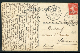 France - Oblitération Ligne Maritime " New York Au Havre C " En 1910 Sur Carte Postale Pour La Suisse -  Ref A84 - Schiffspost
