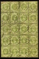 1887  1s Dull Green, SG 211, Block Of Twenty, With "RADLETT STATION MID. RY" (Hertfordshire) Oval Cancels, Rather... - Sonstige & Ohne Zuordnung