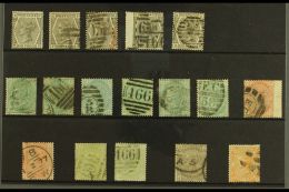 1873-80 USED LARGE CORNER LETTER SELECTION  Presented On A Stock Card. Includes Spray Of Rose Watermarked 6d Grey... - Other & Unclassified