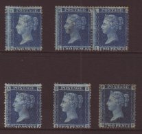 1858-79  2d Blue Plate 9, Six Mint Or One Unused Examples Incl. A Pair, Mixed Condition. (6 Stamps) For More... - Other & Unclassified