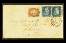 1856  (20th October) Cover To Normandy Bearing 1d Red & A Pair Of 2d (Plate 5, SG 34), Tied By LDC Diamond... - Other & Unclassified