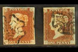 1841 PENNY RED "BLACK" PLATES  1d Red-brown From "Black" Plate 5, Two Examples "FI" & "SI" SG 7, Good To Fine... - Other & Unclassified