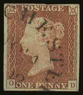 1841  1d Red-brown ('OD' Plate 26) With Large Part Very Fine Wessex Type "DORCHESTER / NO 14 / 1842" Circular... - Sonstige & Ohne Zuordnung