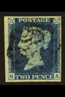 1840  2d Blue, SG 5, Plate 2, Four Clear Margins, Check Letters "G - A", A Fine Used Example With Black Maltese... - Sonstige & Ohne Zuordnung