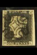 1840  1d Greyish Black 'OL', Plate 7, SG 3, Very Fine Used With 4 Clear To Huge Margins And Crisp Upright Black... - Ohne Zuordnung