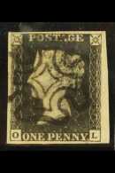 1840  1d Greyish Black 'OL', Plate 7, SG 3, Very Fine Used With 4 Clear To Huge Margins And Crisp Upright Black... - Non Classificati