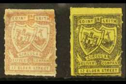 CIRCULAR DELIVERY COMPANY LOCAL STAMPS  EDINBURGH & LEITH 1867 ¼d Red-brown & ¼d Black On... - Sonstige & Ohne Zuordnung