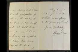 BENJAMIN DISRAELI  1851 (Oct 2nd) Private Letter On Watermarked Paper (written At Hugenden Manor). Interesting... - Other & Unclassified