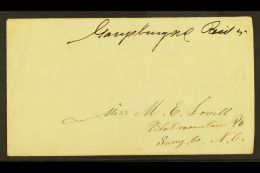 1861 MANUSCRIPT POSTMASTER'S PROVISIONAL ON COVER.  Undated Stampless Cover Addressed To Pilot Mountain, North... - Autres & Non Classés